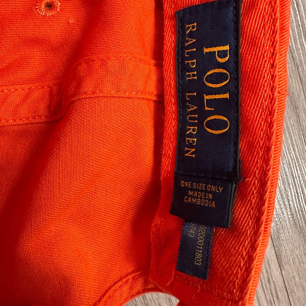 Ralph Lauren Vibrant Orange Polo Cap with Army Green Horse - Picture 7 of 7